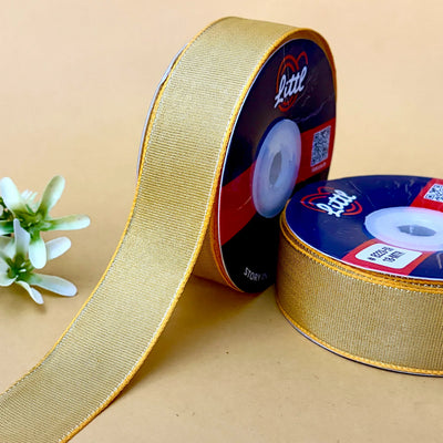 ribbon-Yellow-1 inch color net metallic ribbon-Littl Ribbons